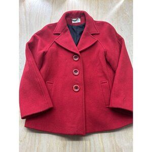 James Peter James Wool Cashmere Peacost Red Women’s Large L Jacket Coat Classy